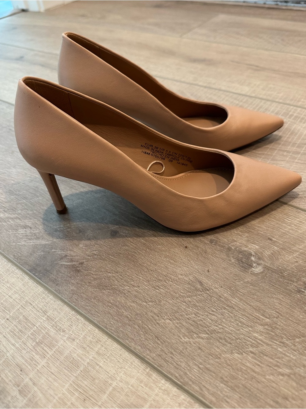 H&M Tan Pointed-Toe Mid-Heel Pumps